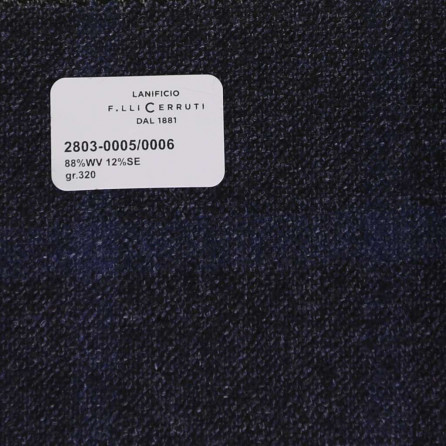 2803-0005/0006 Cerruti Lanificio - Vải Suit 100% Wool - Xanh Dương trơn